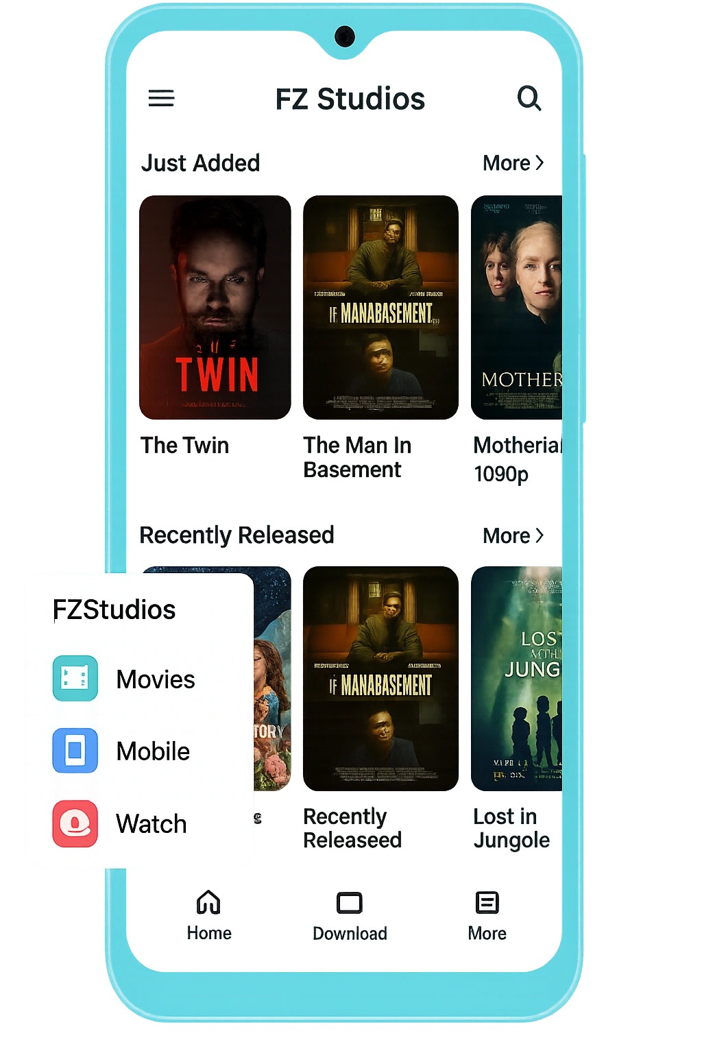 Fzmovies & FzStudios App Dwonload – Watch Series, Hollywood & Bollywood Movies 1 Fzstudios Mobile App Home Page View